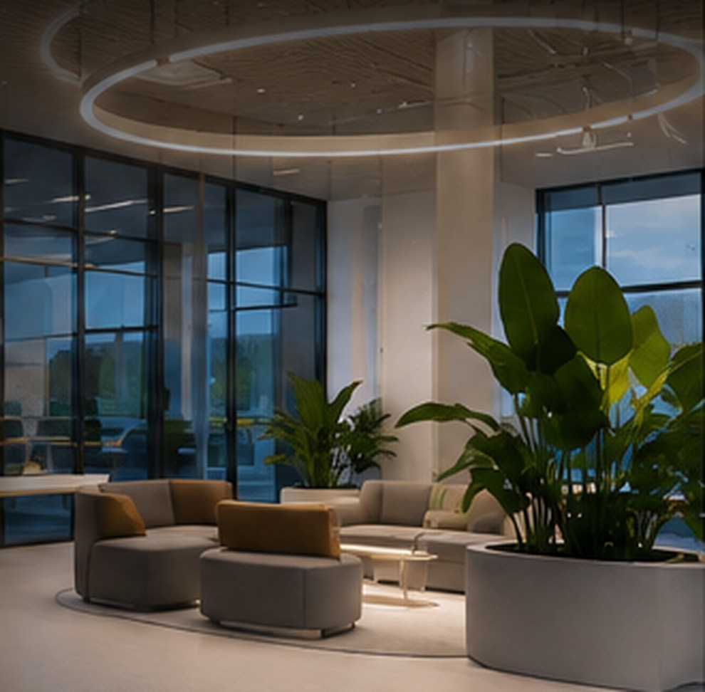 Moderne ontvangstruimte met professionele verlichting
